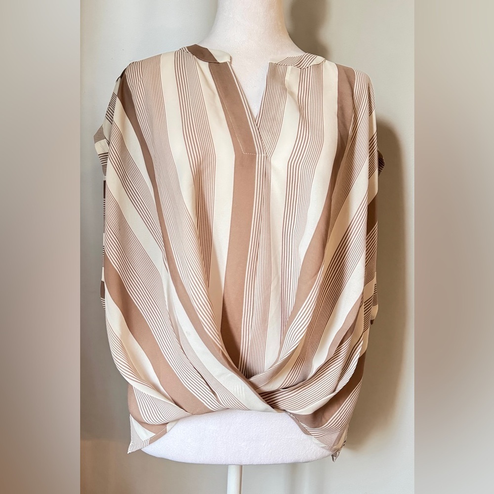 fab'rik Tan Sleeveless Wrap Blouse- NWT-Size M